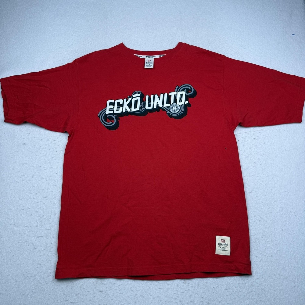 Y2K Ecko Unltd. Shirt Mens XL Red Classic Logo Graphic Streetwear T-Shirt Tee